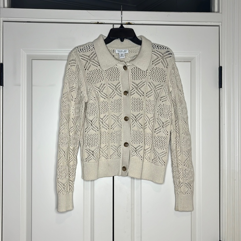 Racheal Zoe cream button Sweater Women’s Medium cotton blend
